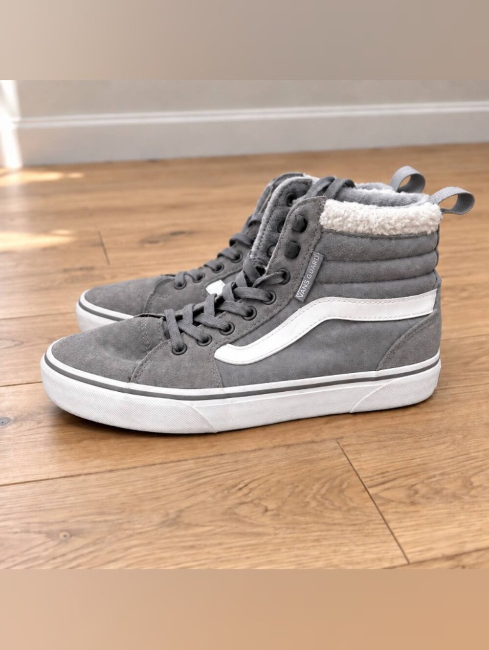 Vans Grey Suede High-Top Ankle Boots with White Side Stripe Women 8